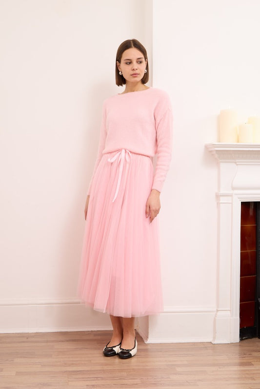Jupe en tulle rose fluo
