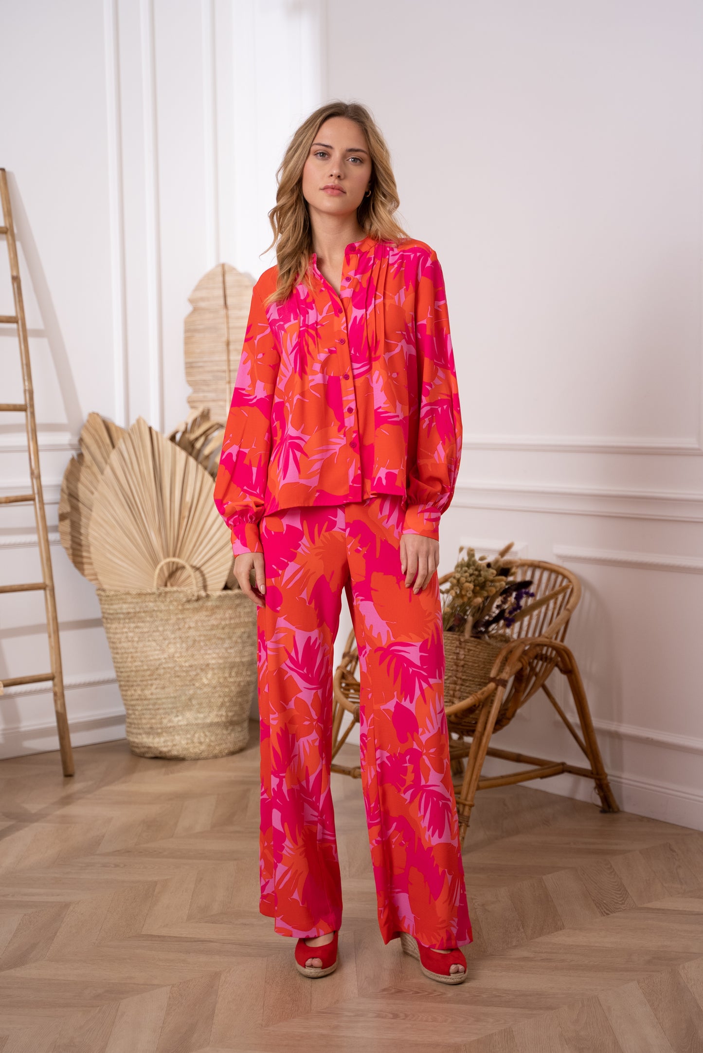 Pantalon palazzo imprimé floral