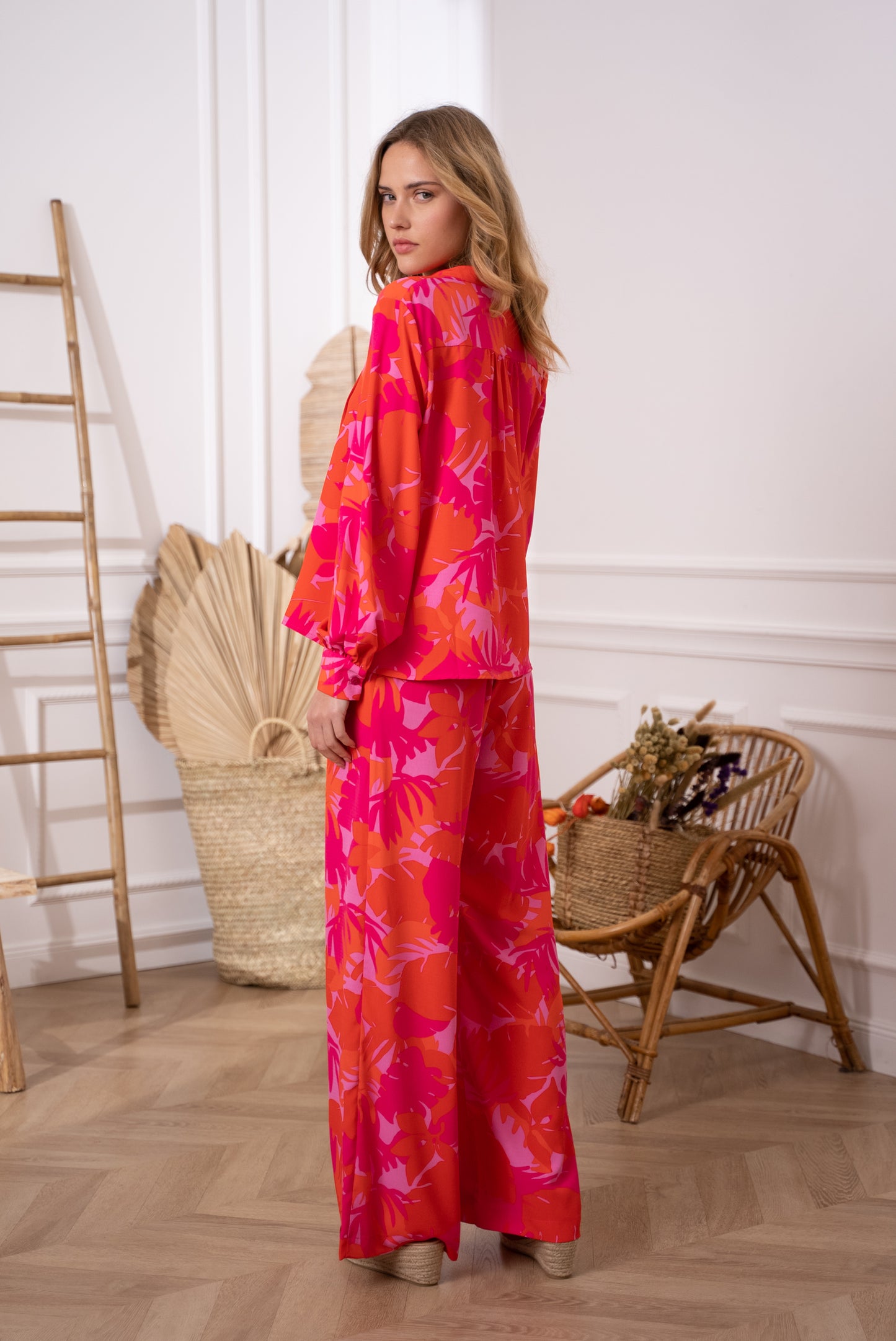 Pantalon palazzo imprimé floral