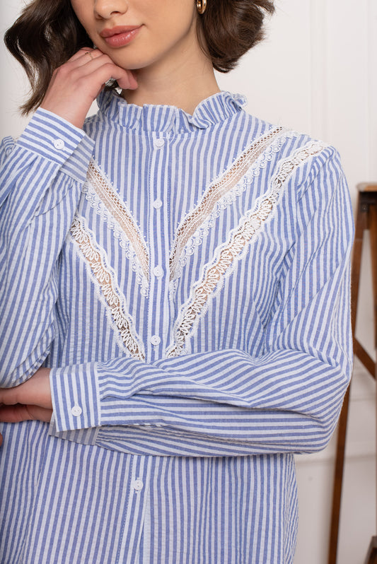 Chemise rayée col victorien