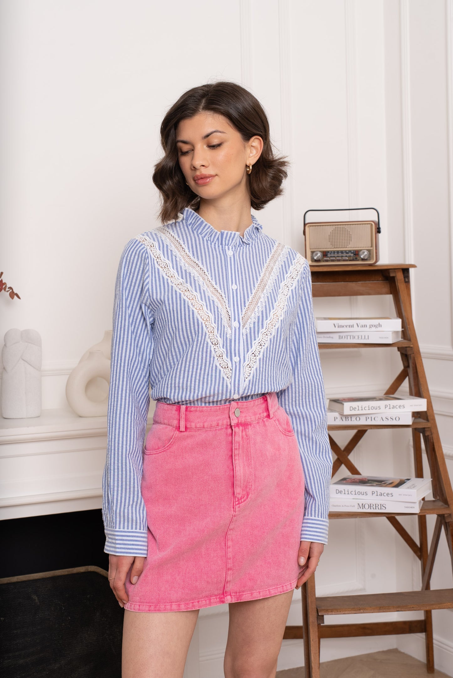 Chemise rayée col victorien