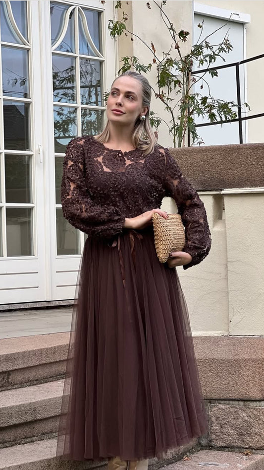 Jupe en tulle brun foncé