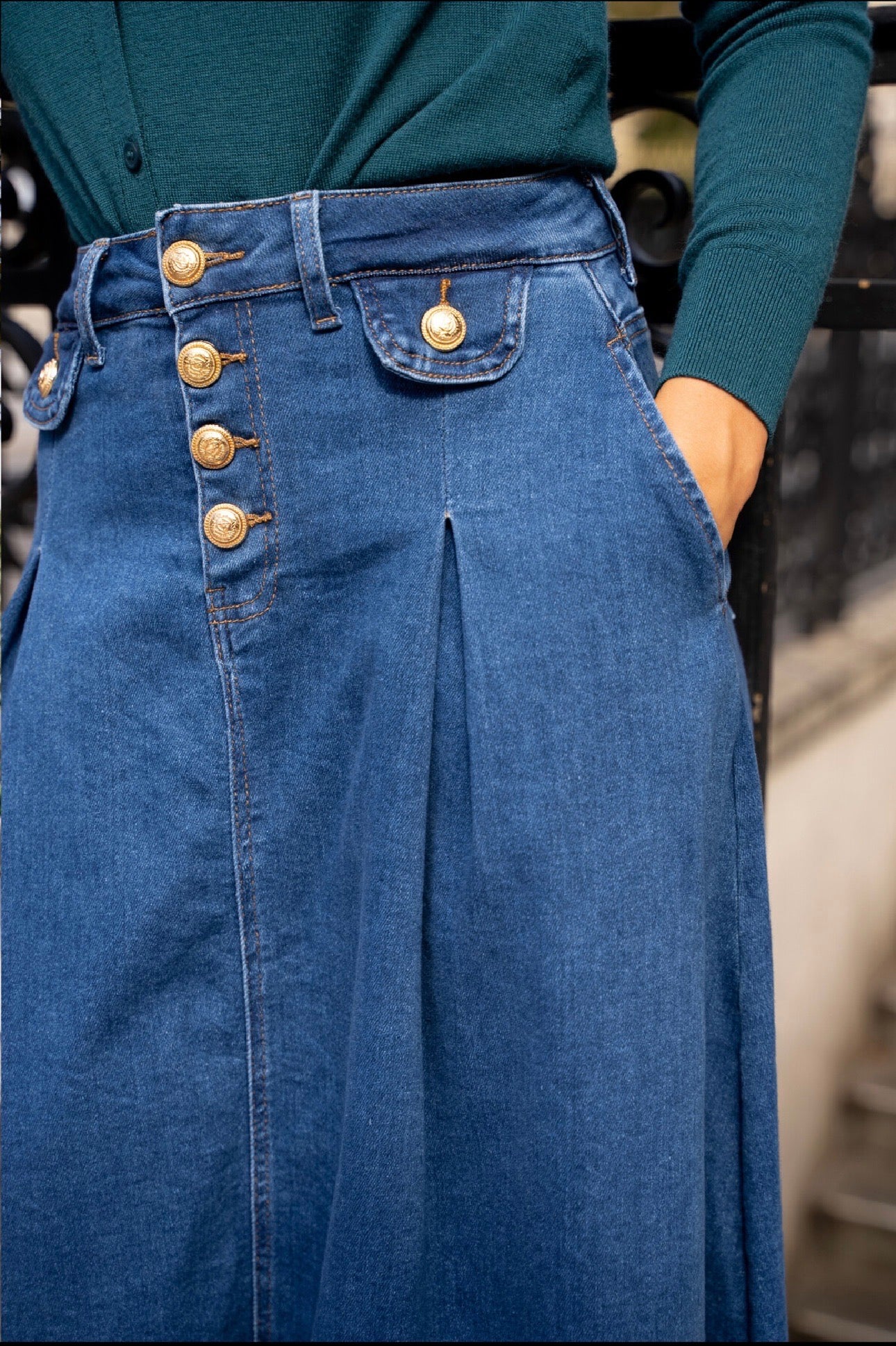 Jupe longue en jean large