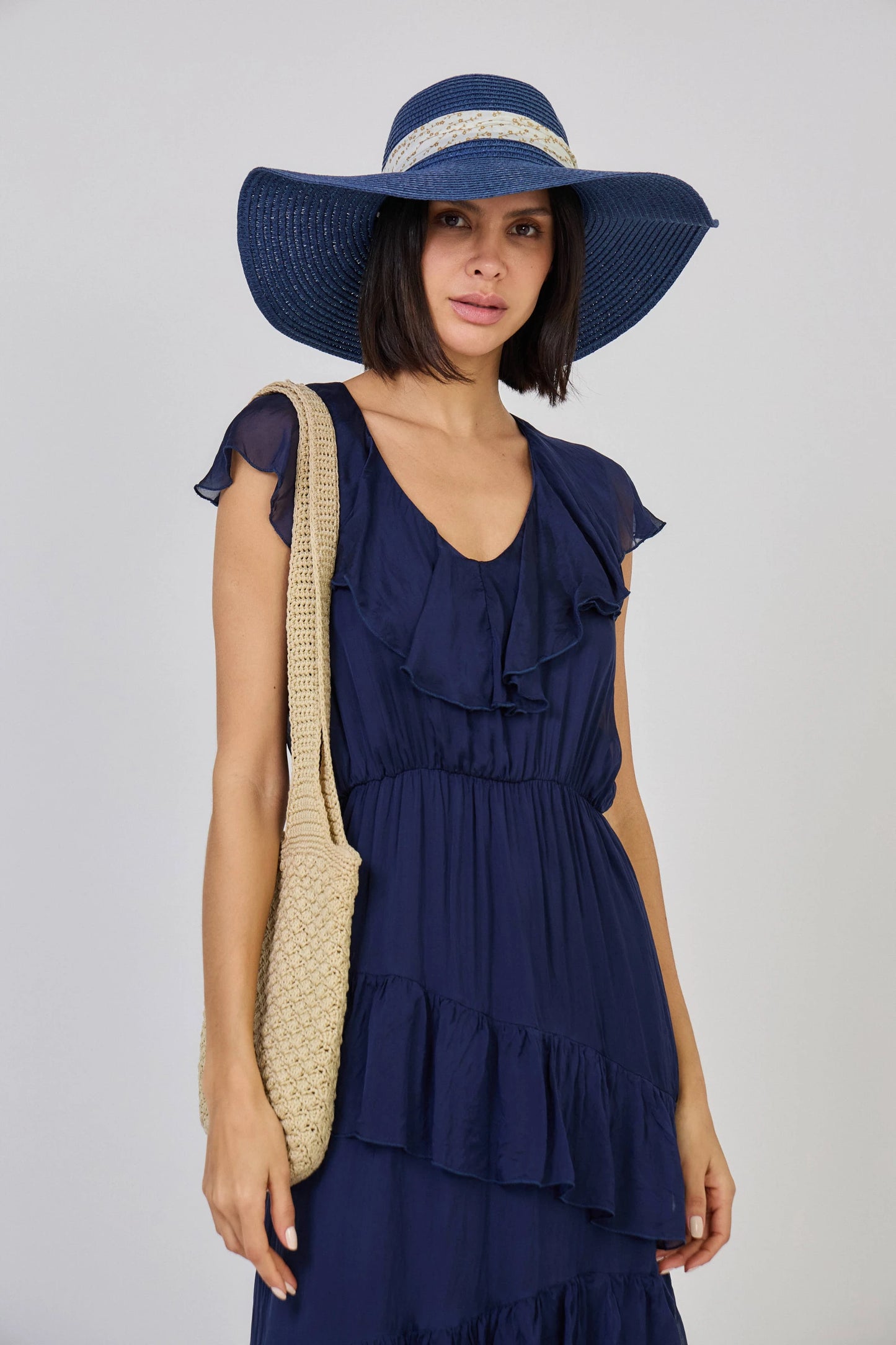 Robe longue à volant en soie