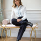 Chemise col brodé et patte contrastée