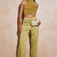 Pantalon satiné vert olive
