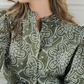 Blouse imprimé floral graphique col volanté