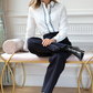 Chemise col brodé et patte contrastée