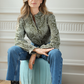 Blouse imprimé floral graphique col volanté