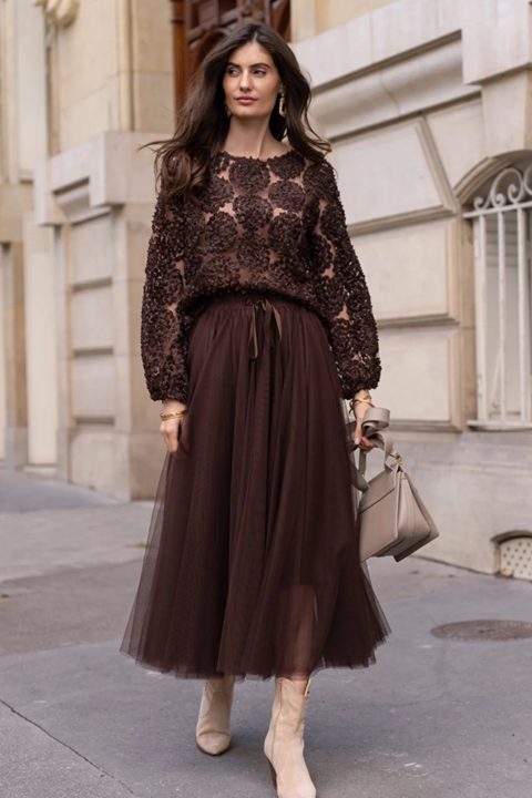 Jupe en tulle brun foncé