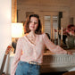 Blouse imprimé fleuri et détails broderie