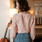 Blouse imprimé fleuri et détails broderie