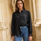 Chemise col froufrou en dentelle effet velours