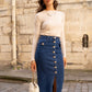 Jupe longue en jean avec boutons