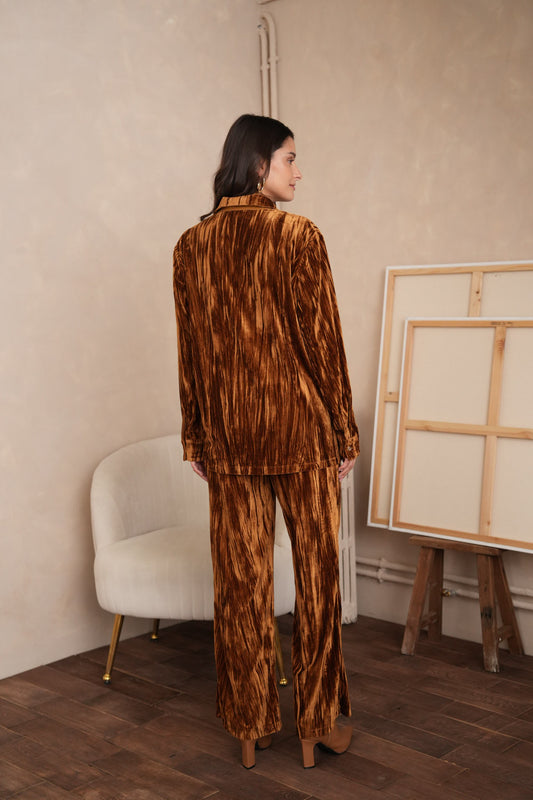 Ensemble chic casual en velours froissé