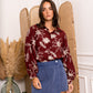 Chemise ornée de motif feuillage brodé