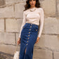 Jupe longue en jean avec boutons
