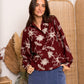 Chemise ornée de motif feuillage brodé