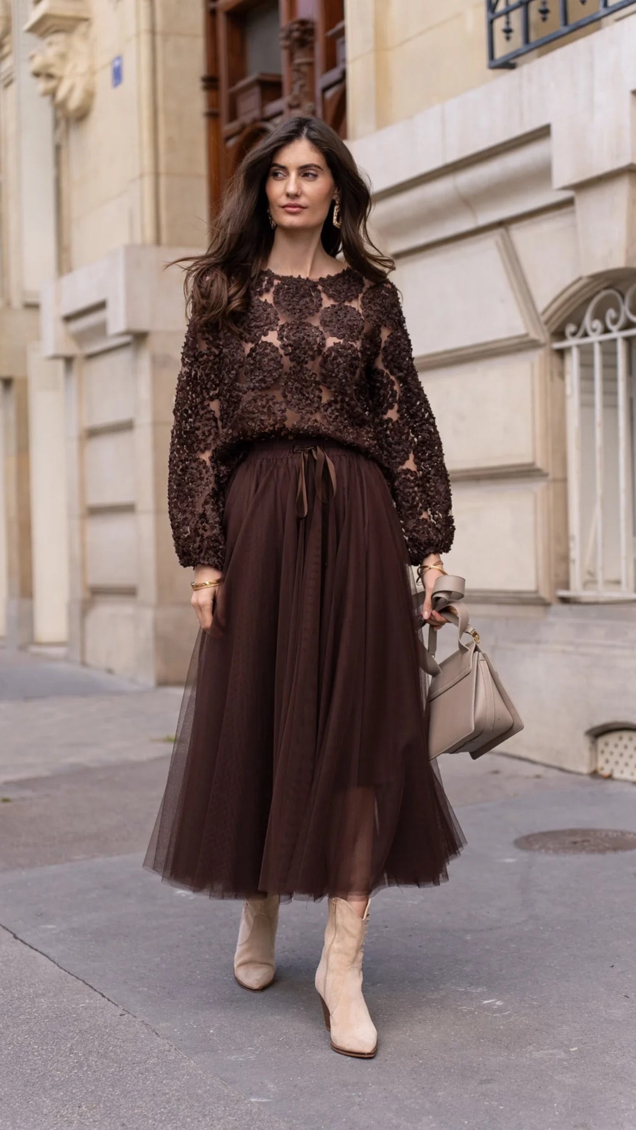 Jupe en tulle brun foncé