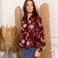 Chemise ornée de motif feuillage brodé