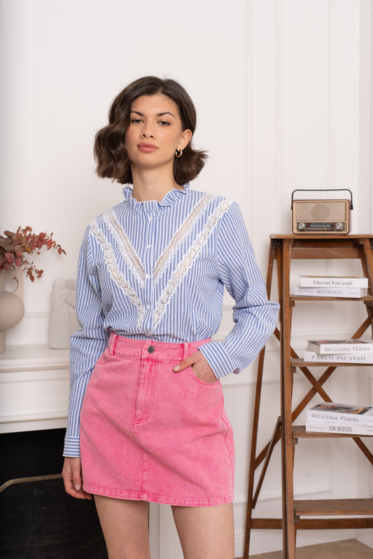 Chemise rayée col victorien