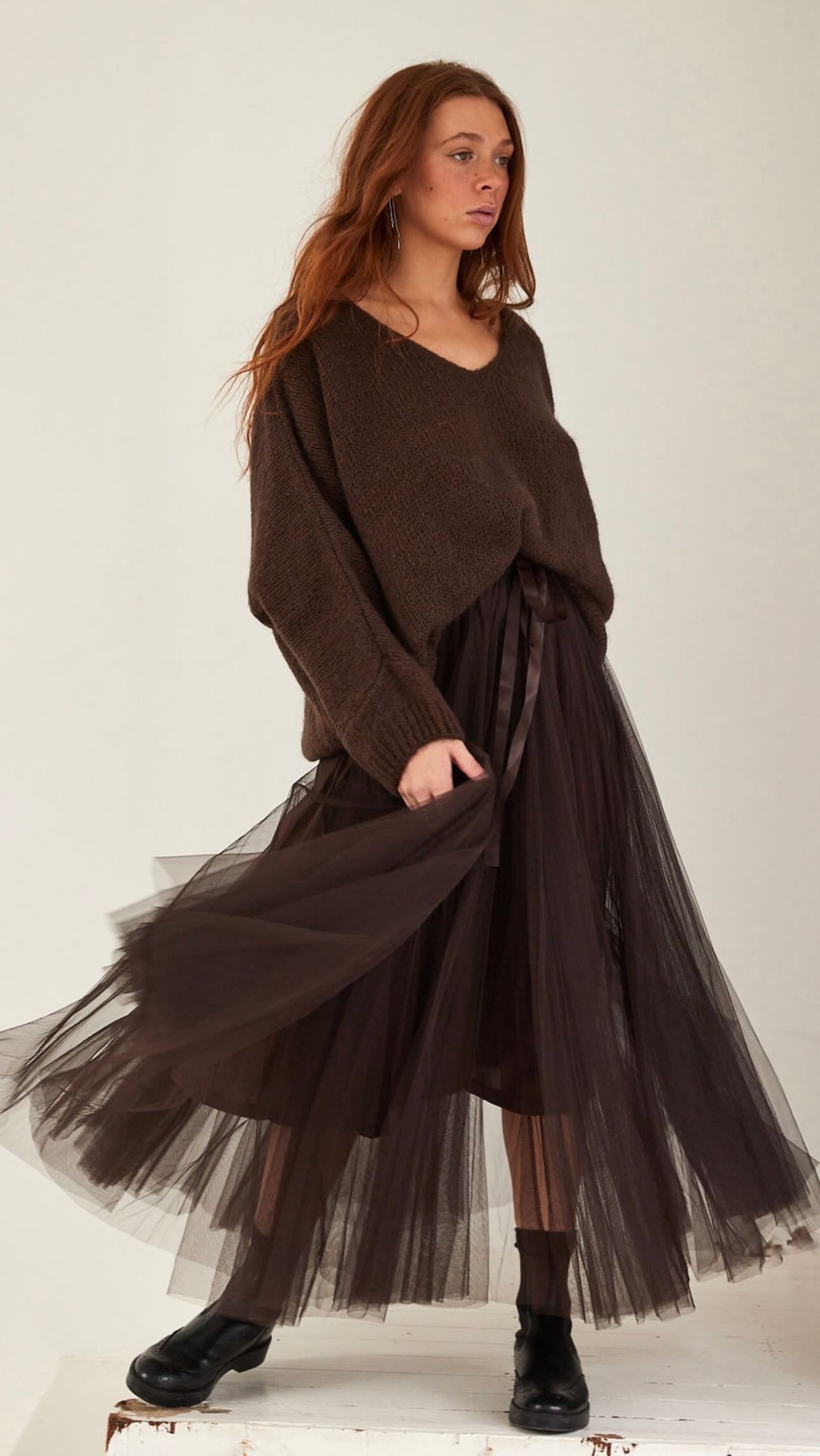 Jupe en tulle brun foncé