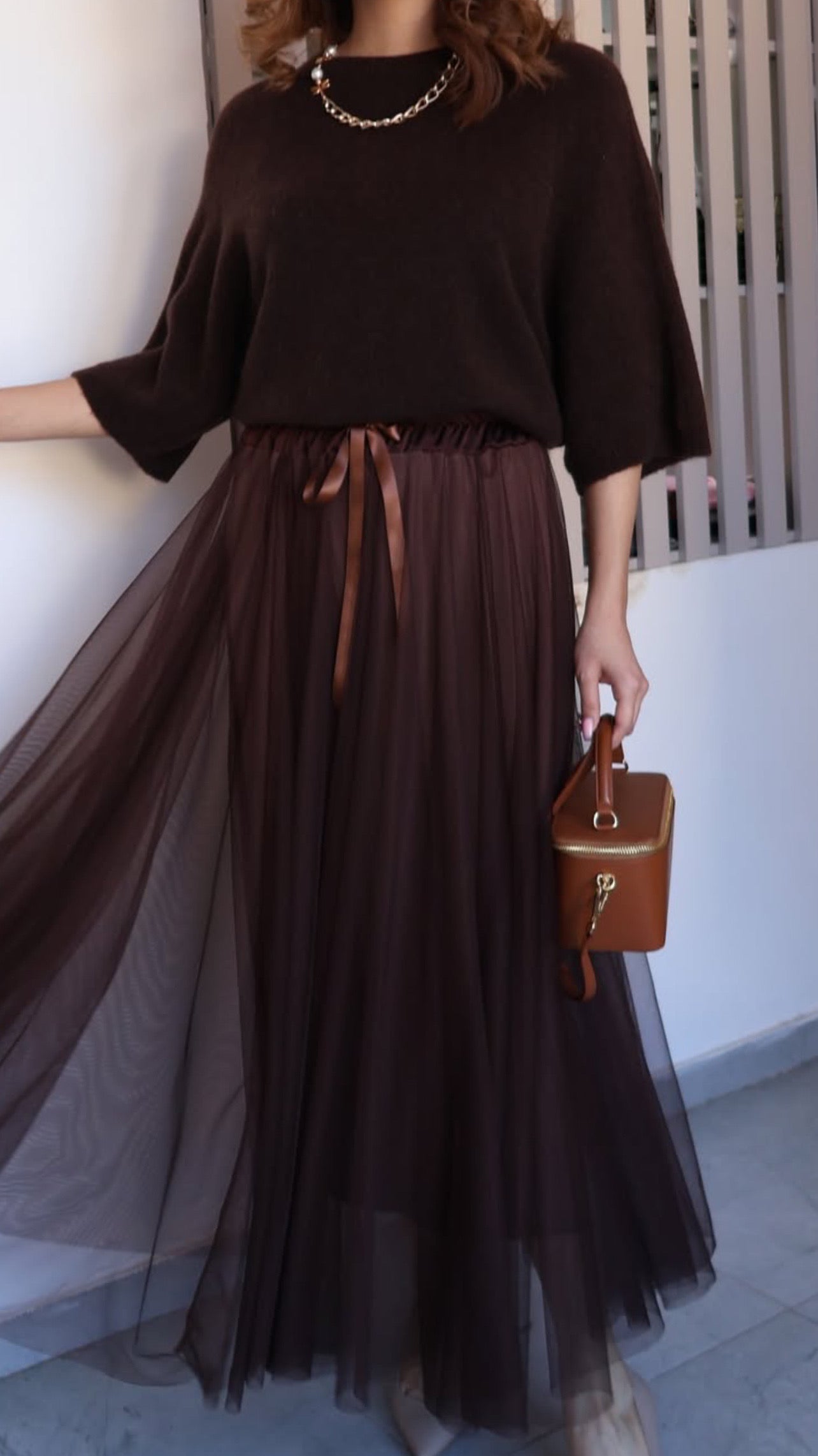Jupe en tulle brun foncé