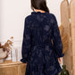 Robe brodée bleu