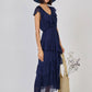 Robe longue à volant en soie