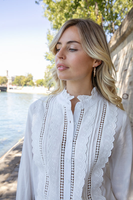 Blouse en coton à dentelle